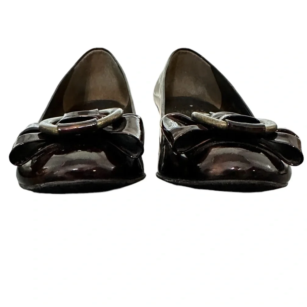 STUART WEITZMAN: Cognac Brown Tartaruga Wedge Pump - Size 7 1/2 - Picture 3 of 12